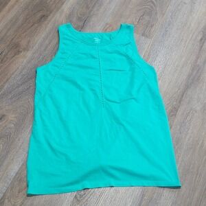 Athleta Foothill Tank Top Teal Green Twist Back Pointelle Perforated Womens L
